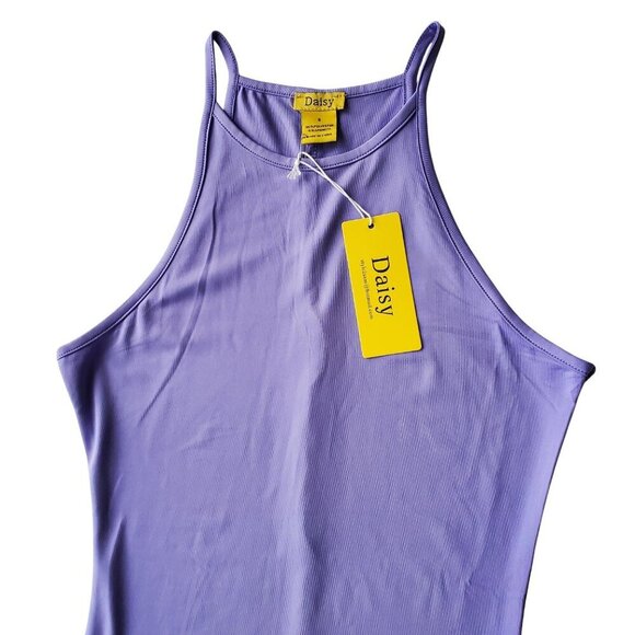 DAISY NWT Purple High Neck Racerback High Slit Sexy Maxi Dress BodyCon Size S - Picture 4 of 12